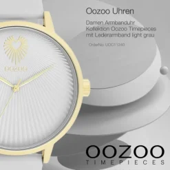 Oozoo Damen Armbanduhr Timepieces Analog Leder light grau UOC11240
