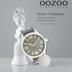 Oozoo Damen Armbanduhr Timepieces Analog Leder grau UOC1087A