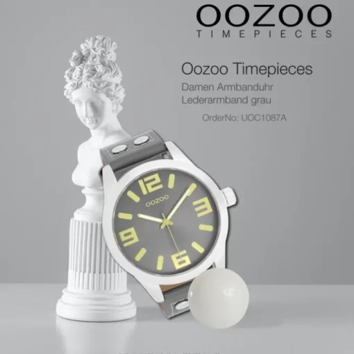 Oozoo Damen Armbanduhr Timepieces Analog Leder grau UOC1087A