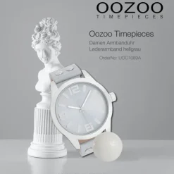 Oozoo Damen Armbanduhr Timepieces Analog Leder hellgrau UOC1089A