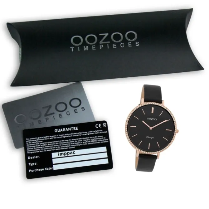 Oozoo Damen Armbanduhr Timepieces Analog Leder schwarz UOC9804A