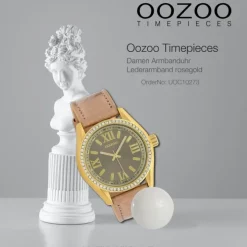 Oozoo Damen Armbanduhr Timepieces Analog Leder rosegold UOC10273