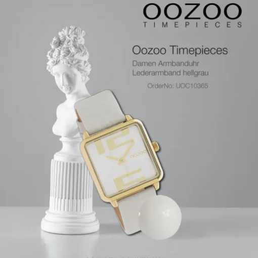 Oozoo Damen Armbanduhr Timepieces Analog Leder hellgrau UOC10365
