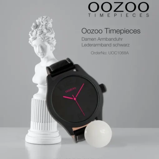 Oozoo Damen Armbanduhr Timepieces Analog Leder schwarz UOC1068A
