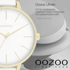 Oozoo Damen Armbanduhr Timepieces Analog Leder weiß UOC11346