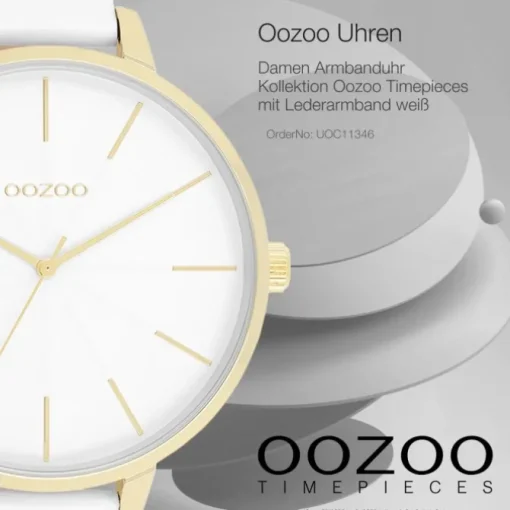 Oozoo Damen Armbanduhr Timepieces Analog Leder weiß UOC11346
