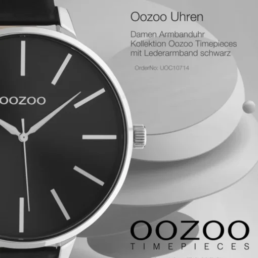 Oozoo Damen Armbanduhr Timepieces C10714 Analog Leder schwarz UOC10714