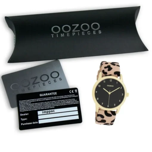 Oozoo Damen Armbanduhr Timepieces Analog Lederband beige schwarz UOC11373