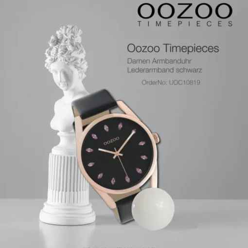 Oozoo Damen Armbanduhr Timepieces C10819 Analog Leder schwarz UOC10819