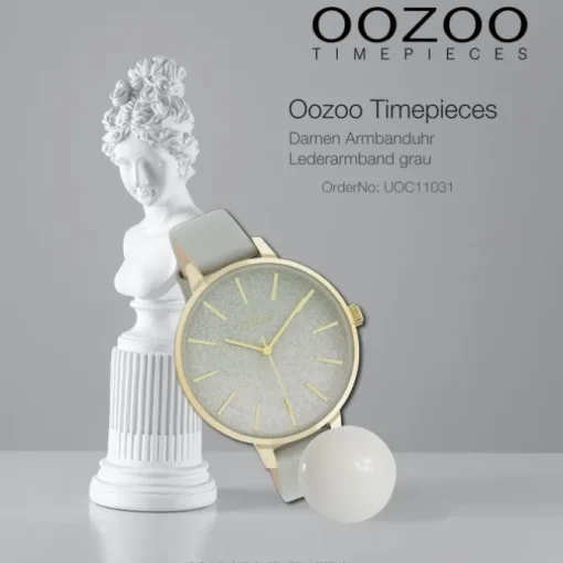 Oozoo Damen Armbanduhr Timepieces C11031 Analog Leder grau UOC11031