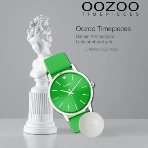 Oozoo Damen Armbanduhr Timepieces C10988 Analog Leder grün UOC10988