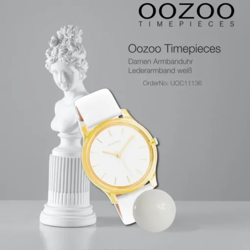 Oozoo Damen Armbanduhr Timepieces Analog Leder weiß UOC11136