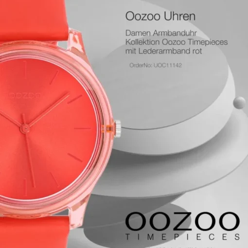 Oozoo Damen Armbanduhr Timepieces Analog Leder rot UOC11142