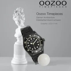 Oozoo Damen Armbanduhr Timepieces Analog Edelstahl schwarz UOC11149