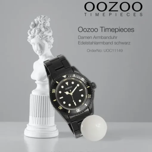 Oozoo Damen Armbanduhr Timepieces Analog Edelstahl schwarz UOC11149