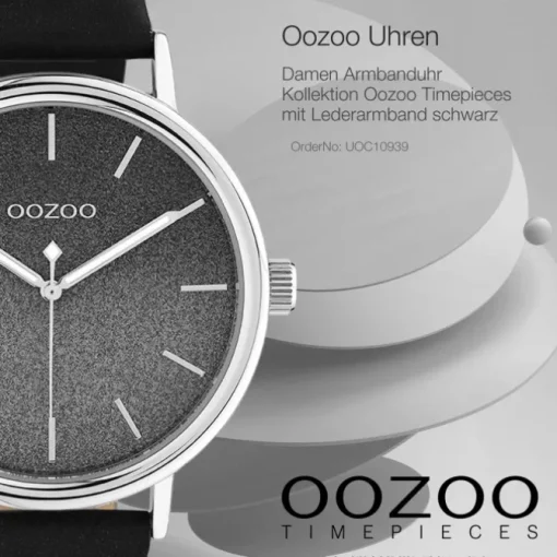 Oozoo Damen Armbanduhr Timepieces C10939 Analog Leder schwarz UOC10939