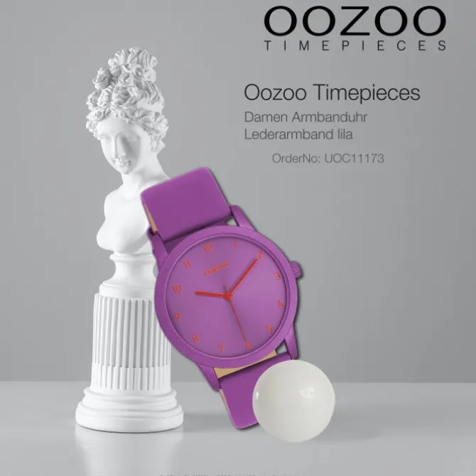 Oozoo Damen Armbanduhr Timepieces Analog Leder lila UOC11173