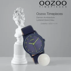 Oozoo Damen Armbanduhr Timepieces Analog Leder blau UOC11174