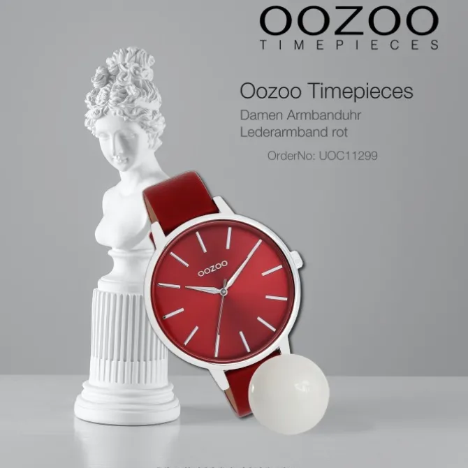 Oozoo Damen Armbanduhr Timepieces Analog Leder rot UOC11299