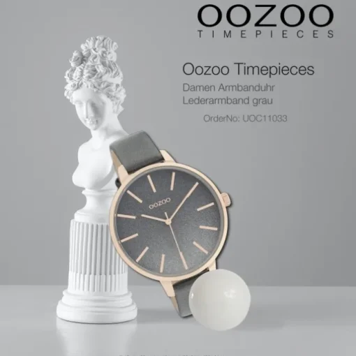 Oozoo Damen Armbanduhr Timepieces C11033 Analog Leder grau UOC11033