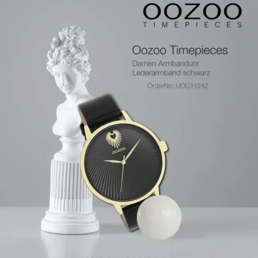 Oozoo Damen Armbanduhr Timepieces Analog Leder schwarz UOC11242