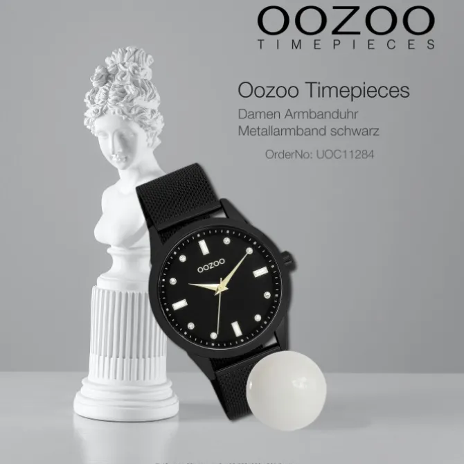 Oozoo Damen Armbanduhr Timepieces Analog Metall schwarz UOC11284