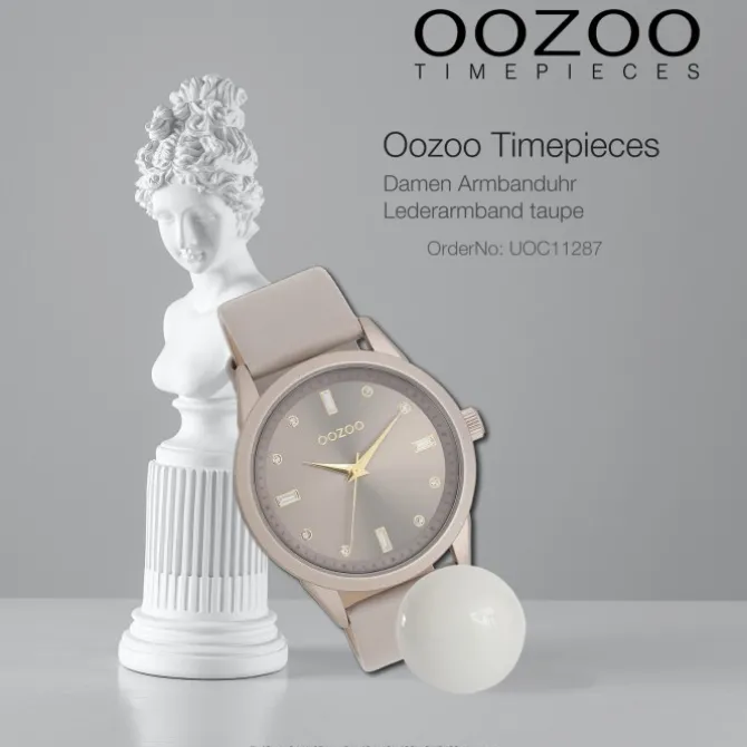 Oozoo Damen Armbanduhr Timepieces Analog Leder taupe braun UOC11287