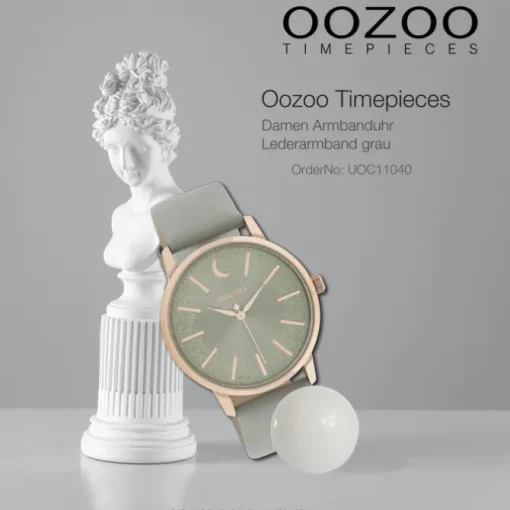 Oozoo Damen Armbanduhr Timepieces C11040 Analog Leder grau UOC11040