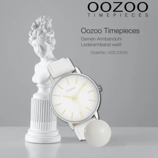 Oozoo Damen Armbanduhr Timepieces Analog Leder weiß UOC10040