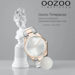 Oozoo Damen Armbanduhr Timepieces C10964 Analog Edelstahl silber-rosé UOC10964