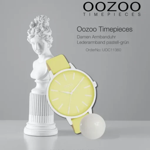 Oozoo Damen Armbanduhr Timepieces Analog Leder pastell-grün UOC11360