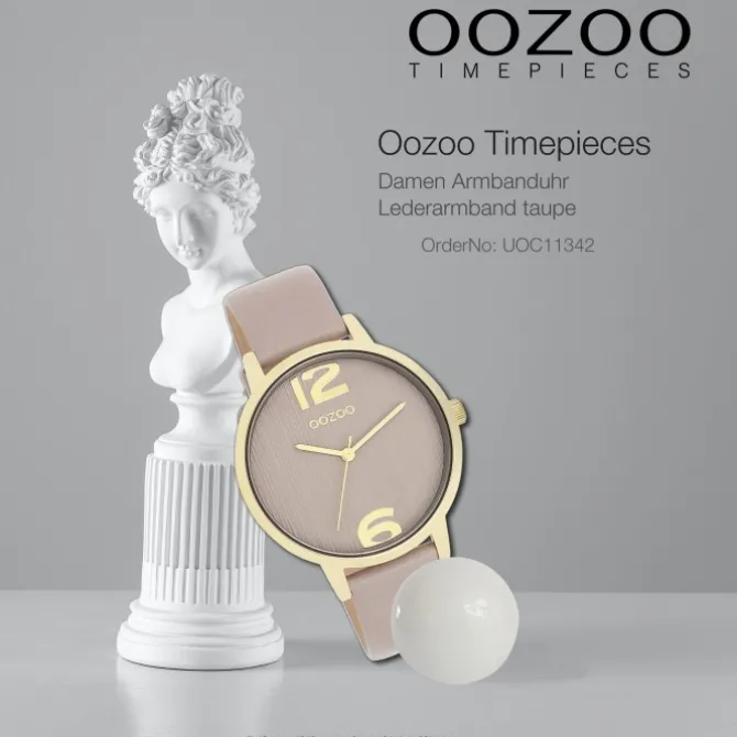 Oozoo Damen Armbanduhr Timepieces Analog Leder taupe braun UOC11342