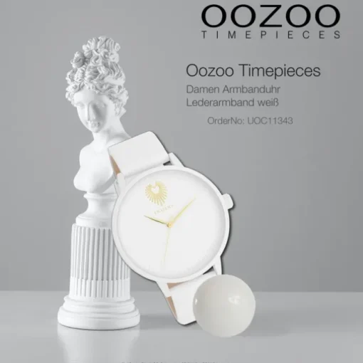 Oozoo Damen Armbanduhr Timepieces Analog Leder weiß UOC11343