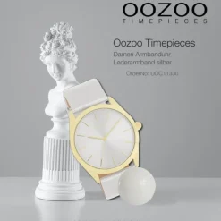 Oozoo Damen Armbanduhr Timepieces Analog Leder silber UOC11330