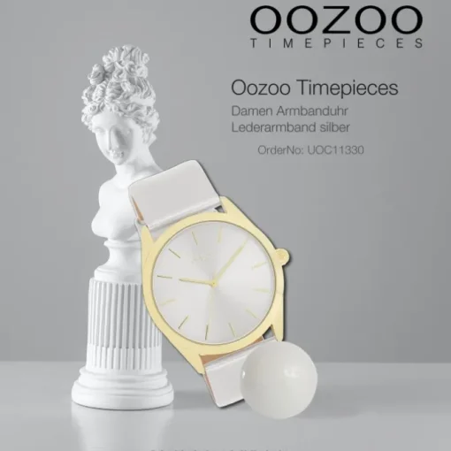 Oozoo Damen Armbanduhr Timepieces Analog Leder silber UOC11330