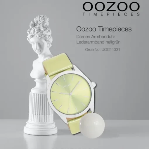 Oozoo Damen Armbanduhr Timepieces Analog Leder hellgrün UOC11331