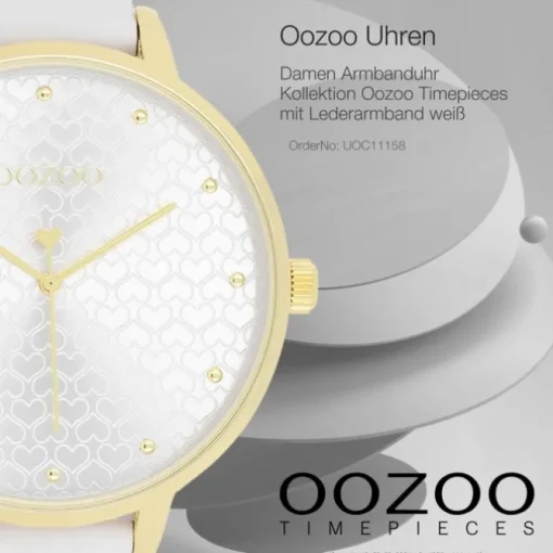 Oozoo Damen Armbanduhr Timepieces Analog Leder weiß UOC11158