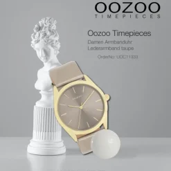 Oozoo Damen Armbanduhr Timepieces Analog Leder taupe braun UOC11333