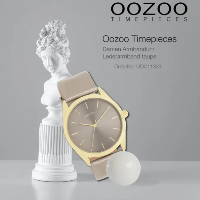 Oozoo Damen Armbanduhr Timepieces Analog Leder taupe braun UOC11333