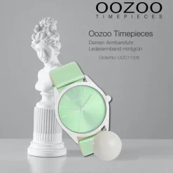 Oozoo Damen Armbanduhr Timepieces Analog Leder mintgrün UOC11336