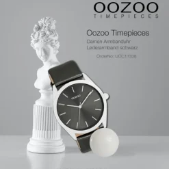 Oozoo Damen Armbanduhr Timepieces Analog Leder schwarz UOC11338