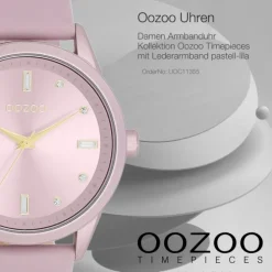 Oozoo Damen Armbanduhr Timepieces Analog Leder pastell-lila UOC11355