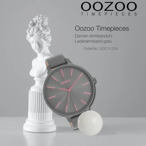 Oozoo Damen Armbanduhr Timepieces Analog Leder grau UOC11254