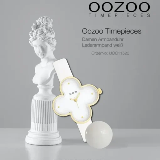 Oozoo Damen Armbanduhr Timepieces Analog Lederband weiß UOC11520