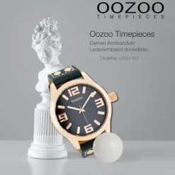 Oozoo Damen Armbanduhr Timepieces C1157 46mm Quarz Leder blau UOC1157