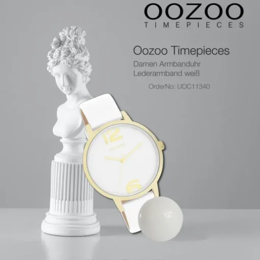 Oozoo Damen Armbanduhr Timepieces Analog Leder weiß UOC11340