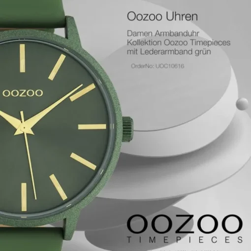 Oozoo Damen Armbanduhr Timepieces C10616 Analog Leder grün UOC10616