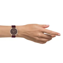 Oozoo Damen Armbanduhr Timepieces C10599 Analog Leder weinrot UOC10599