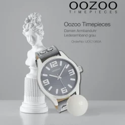 Oozoo Damen Armbanduhr Timepieces C1060 Analog Leder grau UOC1060A