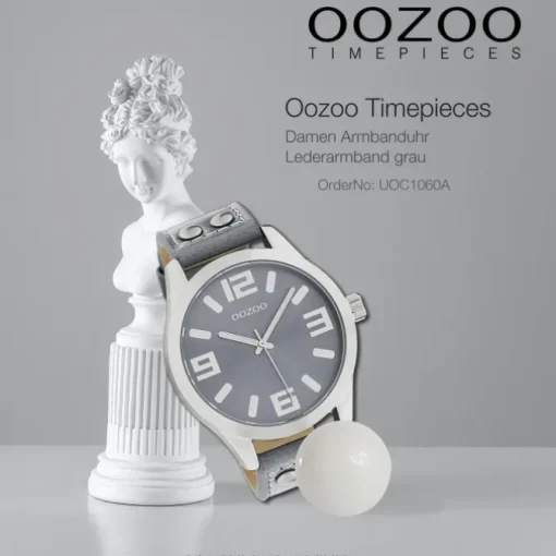 Oozoo Damen Armbanduhr Timepieces C1060 Analog Leder grau UOC1060A